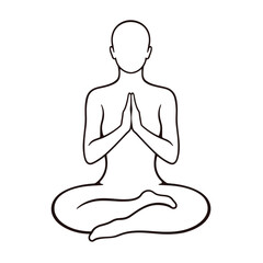 Minimalist illustration, meditative state, person practicing yoga, outline design, copy space