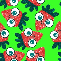 Summer fruits seamless strawberries pattern for wrapping paper and fabrics and kids clothes print and fashion textiles