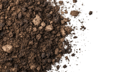 dark loose soil with various small rocks showcasing its texture