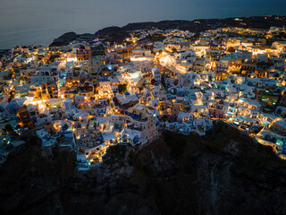 Aerial Drone View of Oia, Santorini