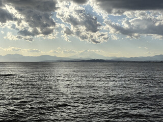Mount Fuji seen from the seashore