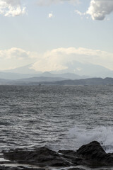 Mount Fuji seen from the seashore