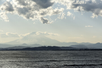 Mount Fuji seen from the seashore