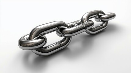 Obraz premium Close-up of a Polished Metal Chain: Interlocking Links, Strength, and Connection