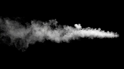 Abstract white smoke plume on black background