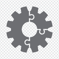 Simple icon gear puzzle in gray. Simple icon puzzle of the three elements on transparent background for your web site design, app, UI. EPS10.