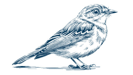 Restless flycatcher bird engraving vector illustration