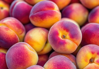 Fresh and Juicy Peaches in a Colorful Pile Ready for Summer Treats and Desserts with Vibrant Textures and Natural Beauty of Fruit