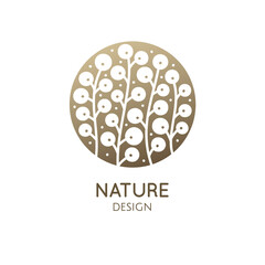 Herbaceous plant logo. Vector abstract badge for design of natural products, flower shop, cosmetics, ecology concepts, health, spa, yoga