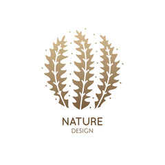 Herbaceous plant logo. Vector abstract badge for design of natural products, flower shop, cosmetics, ecology concepts, health, spa, yoga