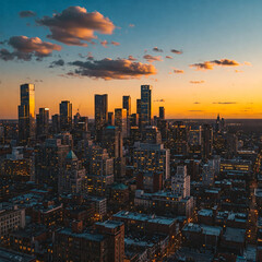 sunset over the city