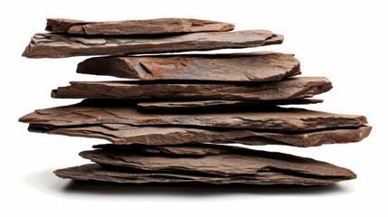 A sleek, flat rock podium perfect for showcasing products, elegantly isolated on a pure white background for maximum impact.