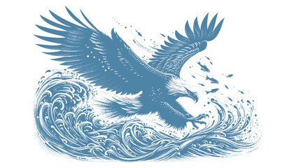 eagle engraving vector illustration