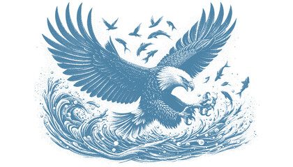 eagle engraving vector illustration