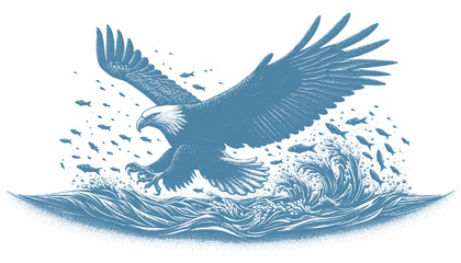 eagle engraving vector illustration