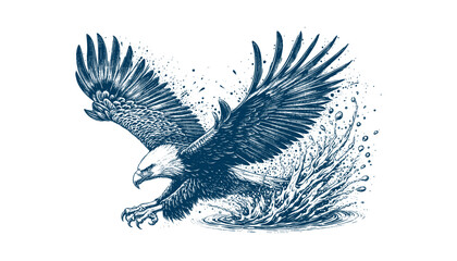 eagle engraving vector illustration