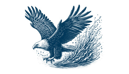 eagle engraving vector illustration