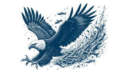 eagle engraving vector illustration