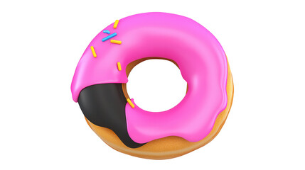 Delicious freshly baked pink donut topped with a generous coating of colorful sprinkles creating a tempting and visually appealing treat