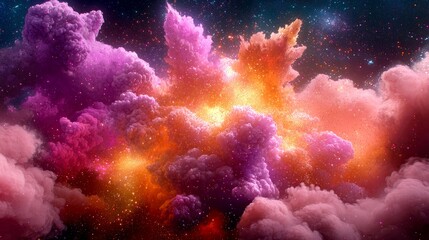 Fototapeta premium Cosmic Dreamscape: A vibrant, surreal exploration of nebula clouds and celestial wonders in a dazzling display of color and light.