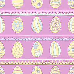 Seamless background. Easter pattern. Easter eggs. Texture in delicate pastel colors.