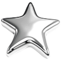 Star-shaped balloon with halftone effect for grunge punk collage design. Vintage photocopy-style vector with grainy textures and noisy gradation dotwork, perfect for a rebellious, edgy aesthetic.