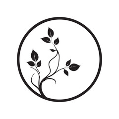 Leafy branch inside a circle