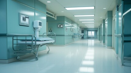 Obraz premium A photo of a hospital hallway with no activity.