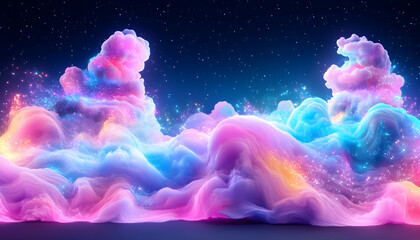 Glowing Cloudscape,  Cosmic Fantasy, Night Sky