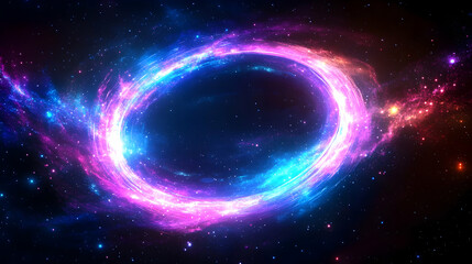 Glowing cosmic ring in nebula space
