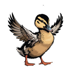 Cute Duckling Illustration with Soft Feathers and Pink Beak, Perfect for Nature Designs