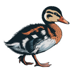 Charming Baby Duckling with Soft Feathers, Pink Beak, and Cute Expression, Digital Illustration