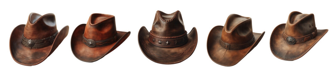 old cowboy hat leather transparent background