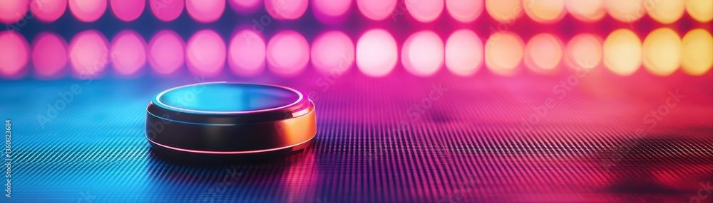 Poster colorful lighted background with modern round object