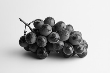 A close up black and white image of ripe grapes