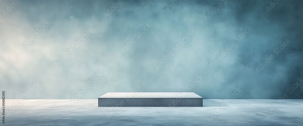 Poster minimalist product display platform teal background