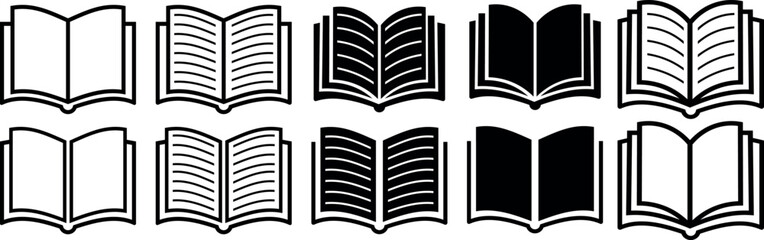 Simple Book Icon Set. Minimalist Vector Symbol for Reading And Learning
