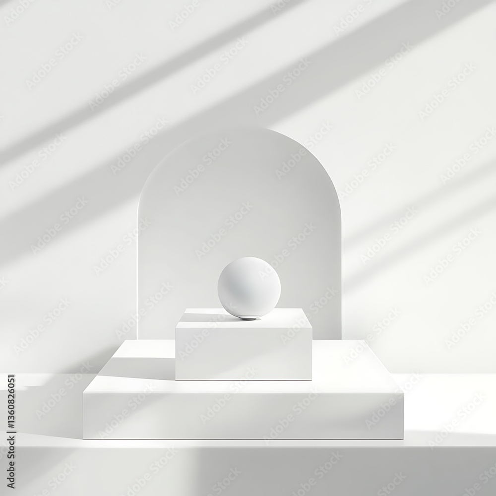 Poster minimalist white display podium with sphere