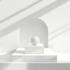 Obraz premium Minimalist white display podium with sphere