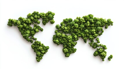 World map made of lush fresh green leaves