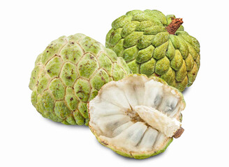 Fresh Cherimoya Fruit with Scaly Skin and White Flesh