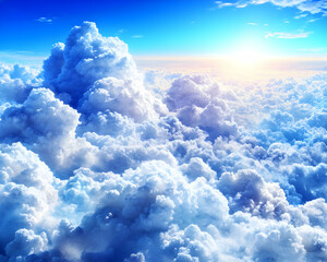 Naklejka premium High Altitude Cloud Formations, Stunning Sky, Aerial View, Inspiring Scene, Ideal for Backgrounds
