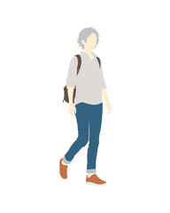 Fototapeta premium Flat vector people and illustration, man with casual outfit