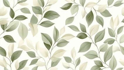 Green leaf botanical seamless pattern.
