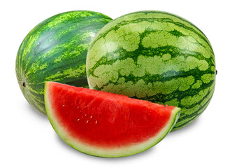 Whole Watermelons with Fresh Slice and Red Flesh