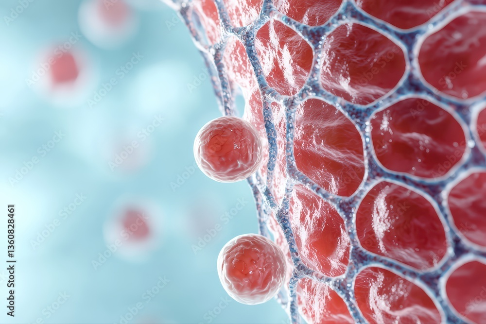Aufkleber close-up of cellular structure with red cells and tissue