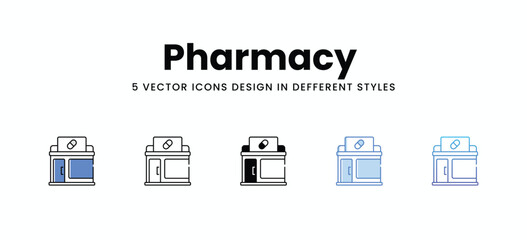 Pharmacy  vector icons set stock illustration