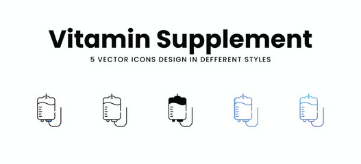 Vitamin Supplement vector icons set stock illustration