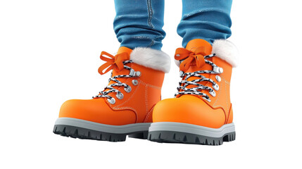 Colorful rugged hiking boots with a vibrant orange finish designed for comfortable and durable outdoor excursions and adventures