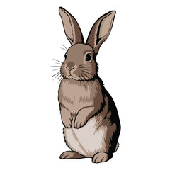 Black Rabbit Silhouette on White Background, Elegant Animal Illustration